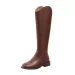 Women Knee-high Genuine Natural Leather Ladies Bootie Autumn And Winter Veet Western Boots Goth Shoes 240708_vogvips.com