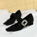 8293-K112 European And American Style Banquet Suede Women's One-Strap Mary Jane Rhinestone Chunky Low Heel Square Toe_vogvips.com