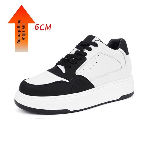 Black And White Panda Men's Shoes Breathable Heightening Thick Baseplate Shoes Men's Sports And Leisure White Shoes_vogvips.com