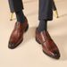 Euro Step Top Layer Cowhide Handmade New Brogue Carved Business Formal Leather Men's Pointed Toe Youth Derby Shoes Trendy_vogvips.com