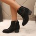 Women's Embroidered Ankle Boots Round Toe Chunky Heel Side Zipper Comfortable Martin Boots For Winter Side Zipper Martin Boots_vogvips.com