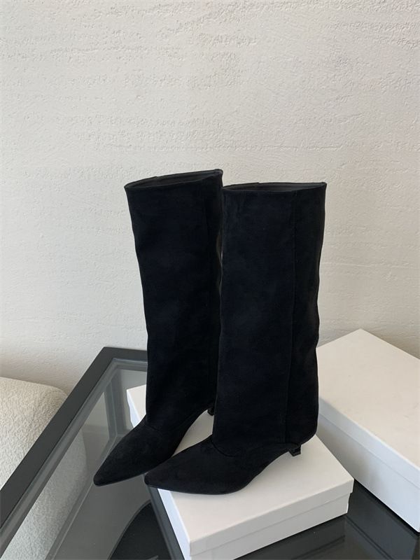 2024 Autumn Winter New Pointed Toe Low Heel Tube Riding Comfortable Versatile Over-the-Knee Stiletto Long Boots_vogvips.com