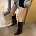 2022 Niche Internet Celebrity Wedge High Heel Long Black Over-the-Knee Slim Pants Tube Straight Pointed Toe Riding Boots_vogvips.com