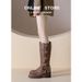 2025 Spring Belt Buckle Chunky Heel Martin Over-the-Knee Long British Style Fleece-Lined Women's Boots 41-43 Wide For_vogvips.com