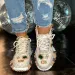 Running Luxury Women's Shoes Spring Casual New Thick Soled Rhinestone Leather Sneakers Designer Platform Sneaker High_vogvips.com