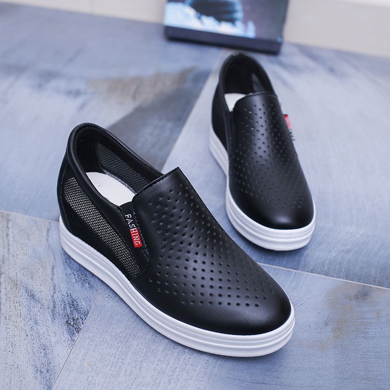 Real Soft Leather Spring And Autumn New Korean Style Hidden Wedge Slip-On Lazy Student Running Breathable Casual Women's_vogvips.com