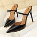 Elegant Retro Pointed Toe High Heel Slingback Sandals For Women - PU Leather Open-Toe Hollow-Out Design With Comfortable Sole_vogvips.com