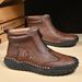 Men's Boots For Autumn And Winter, High-Top Shoes For Men With Side Zipper, Fleece-Lined Warm Cotton Shoes, Chelsea Boot_vogvips.com