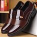 Men's Genuine Leather Business Casual Shoes - Breathable Soft Sole Formal Loafers For Office & Daily Wear (Black/Brown)_vogvips.com