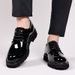 Euro Step Hairstylist Men's Korean Style British Trend Lazy Genuine Versatile Breathable Shiny Soft Sole Leather Shoes_vogvips.com