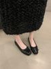 silver Shallow Bowknot Flats 2026 Spring New French Gentle Evening Style Flat Loafers Women's Shoes_vogvips.com