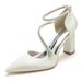 Women's Chunky Heel Rhinestone Strap Pointed Toe Wedding Dress Shoes Bridesmaids_vogvips.com