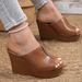 Women's Shoes Platform Sandals For Women, Thick Soled, Large Size, Cross Border, Summer Fish Mouth Wedge Heeled Slippers_vogvips.com