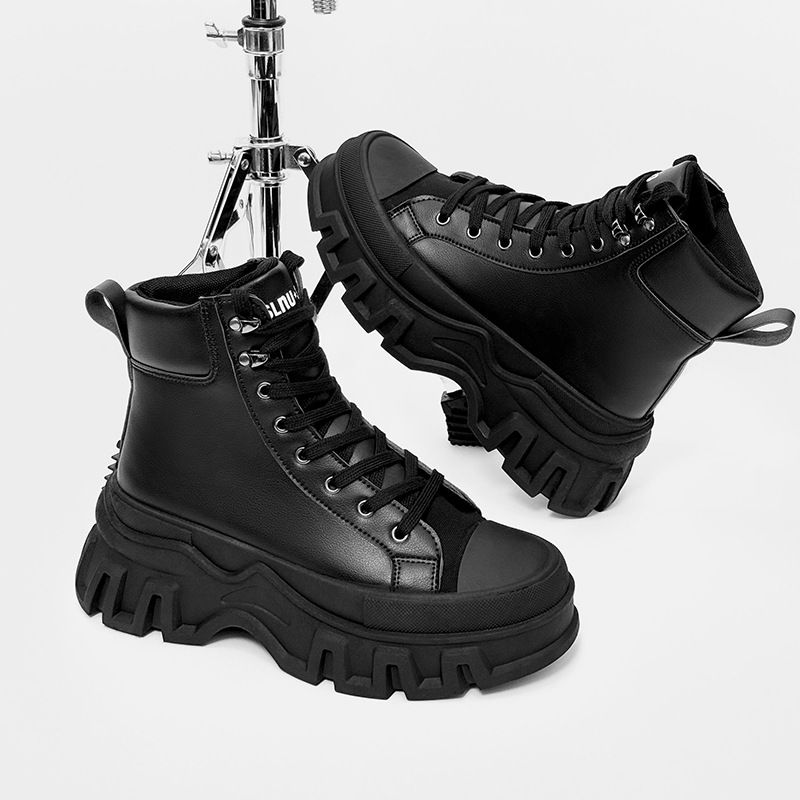 Men's Shoes New Shoes Thick Sole Height Increase Leather Casual Sports High Top Cross Border Large Size Shoes_vogvips.com