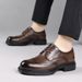 Euro Step Men's New Genuine Leather Business Formal Brogue Carved Wedding Korean Style British Thick Sole Trendy Shoes_vogvips.com