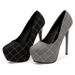 New Spring And Autumn Checkered Cloth Hentian High Thin Heel Waterproof Platform Round Head Women's Shoes Single Shoe_vogvips.com
