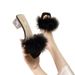 Furry For Women Summer Outdoor 2025 New Fairy Style One-Strap Crystal Chunky French High Heel Sandals_vogvips.com