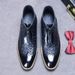 European Warm Series Big Sale Powerful Patent Genuine Leather Pointed Toe Short Ostrich Pattern Trendy Men's Front Zipper Martin Boots_vogvips.com