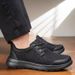 Euro Step Men's Casual Summer Breathable Mesh Black Lace-up Comfortable Work Trendy Versatile Sneakers Running Shoes_vogvips.com