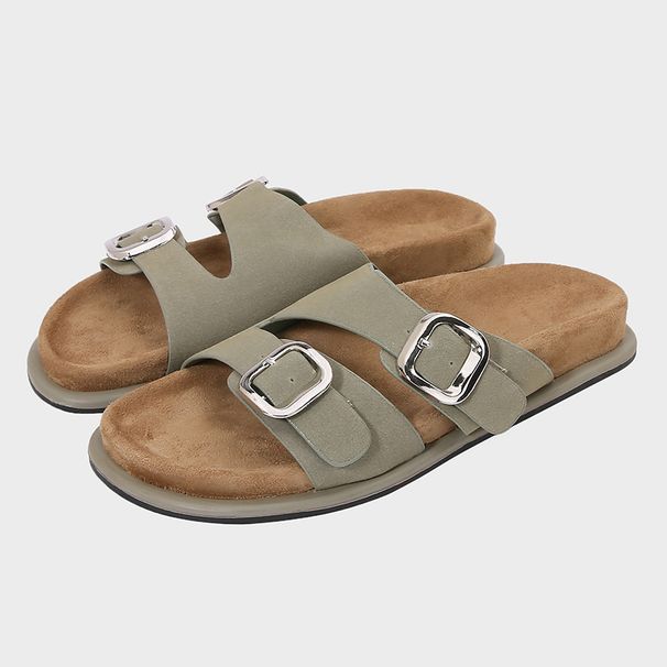 Women's Fashion Buckle Suede Sandals Summer Outdoor Casual Thick Soled Height Increasing Slippers_vogvips.com