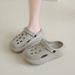New Sandals For Women Thick Soled Baotou All Match Hole Shoes Comfortable Soft Soled Casual Half Slippers CH1601_vogvips.com