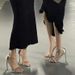 Crystal Rhinestone Silver High Strap Sandals 2025 New Women's Summer Sexy Thin Heel Nude Fairy Style_vogvips.com