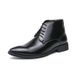 Men's Pointed Toe Chelsea Boots - High Shine Leather Ankle Boots With Side Zipper For Business & Formal Wear (Brown/Black)_vogvips.com