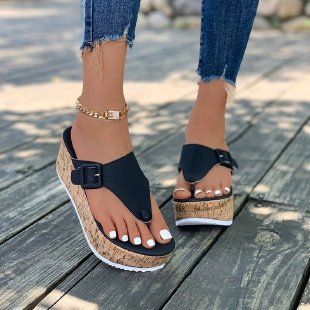 Women's Shoes New Summer Thick-soled Women's Shoes Wedge Heel Women's Buckle Sandals_vogvips.com