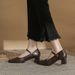 wangjia Wangjia Sheepskin French Retro Black High Heels Spring Single Strap Commuting Work Chunky Heel Mary Jane_vogvips.com