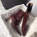 High Pointed Toe 2024 Autumn Winter New Style Thin Heel Patchwork Ankle Slim Brown Short Boots_vogvips.com