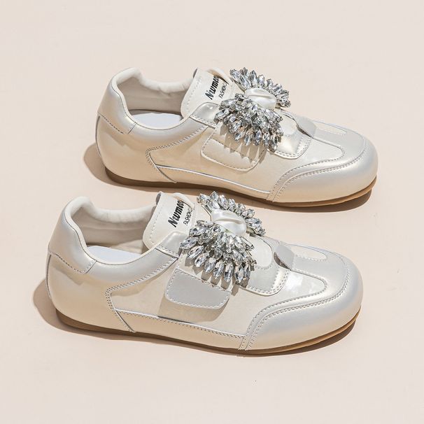 Women's White Sneakers 2026 Spring/summer New Style Thick-soled Height-increasing German Training With Velcro, Casual_vogvips.com