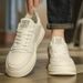All White Board Shoes Men's Waterproof Casual Leather Shoes Sports Increase Thick Sole Small White Fashion Shoes_vogvips.com