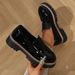 Women's Slip On Leather Shoes British Style Thick Soled Loafers Platform Spring Size 43_vogvips.com