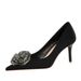 18249-AH52 Wind Light Luxury Banquet Women' Thin High Heel Silk Shallow Mouth Pointed Water Diamond Flower Single_vogvips.com