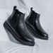 European Warm Series 2025 Spring New Slip-On British Style Mid-Top Thick-Soled Men's Black Round-Toe Martin Boots 86270-R Batch_vogvips.com
