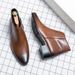 Men's Fashion Pointed Toe Chelsea Boots Vintage Distressed Leather Ankle Boots For Casual Wear, Slip-On Design With Rubber Sole, Mid Heel (3-5cm)_vogvips.com