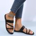 2024 Summer Women's With Shiny Rhinestones, One-Strap Flat , European And American Style, Large Size With Shiny Rhinestones_vogvips.com