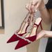 P7Summer Baotou Rhinestone Sandals Feminine Strap Stiletto Fairy Style Super High Heels Red Wedding Shoes_vogvips.com