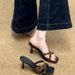 French Leopard Print Criss-cross Thong Sandals - Women's Spring/summer New Arrival - Stylish, Stiletto Heel, Sexy, Slimming, Outdoor Wear_vogvips.com