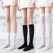 2PCS Solid Color JK Woman Thin Knee High Cute Black White Lolita Long Socks Girls Kawaii Cosplay Nylon Stockings_vogvips.com