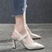 Elegant Sandals For Women Summer 2025 New Style Chunky Mid Heel Soft Leather One Strap Closed Toe Fashion Women's High_vogvips.com