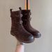 Sheepskin Version ~ Distressed Belt Buckle Western Cowboy Slimming Short Women's Melad Martin Motorcycle Boots_vogvips.com