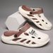 2025 Summer New Men's Hollow One Word Drag Thick Bottom Anti Slip Fashion Solid Color Leisure Outdoor Beach Sandals_vogvips.com