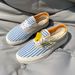 Highly Stylish Versatile Blue And White Striped Low-top Casual , Unisex Niche Sneakers, Large Size Couple's Canvas_vogvips.com