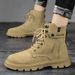European Warm Series Men's Martin Autumn Winter Casual Versatile Motorcycle Hiking Shoes Thick Sole Wear-resistant Leather Waterproof Yellow_vogvips.com