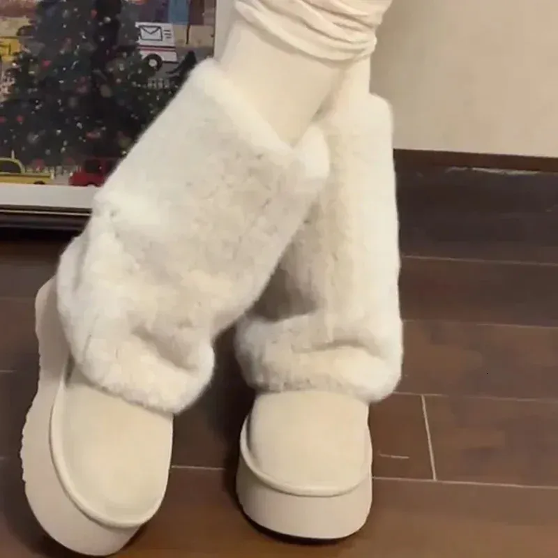 Winter Platform Apartment Warm Snow Fashion Sliding on Largas Boots Womens Comfortable Outdoor Add Cotton Shoes 241022_vogvips.com