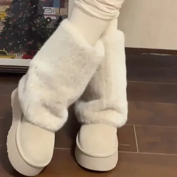 Winter Platform Apartment Warm Snow Fashion Sliding on Largas Boots Womens Comfortable Outdoor Add Cotton Shoes 241022_vogvips.com