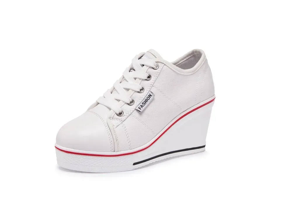 Women New Woman Vulcanize Platform Breathable Canvas Shoes Casual Students Candy Color Wedge Sneakers_vogvips.com