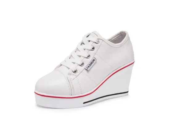 Women New Woman Vulcanize Platform Breathable Canvas Shoes Casual Students Candy Color Wedge Sneakers_vogvips.com