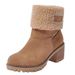 Women's Winter Boots Mid Calf Faux Fur Lined Slip Resistant Chunky Heel Snow Boots For Women Fashion Round Toe Side Zipper_vogvips.com